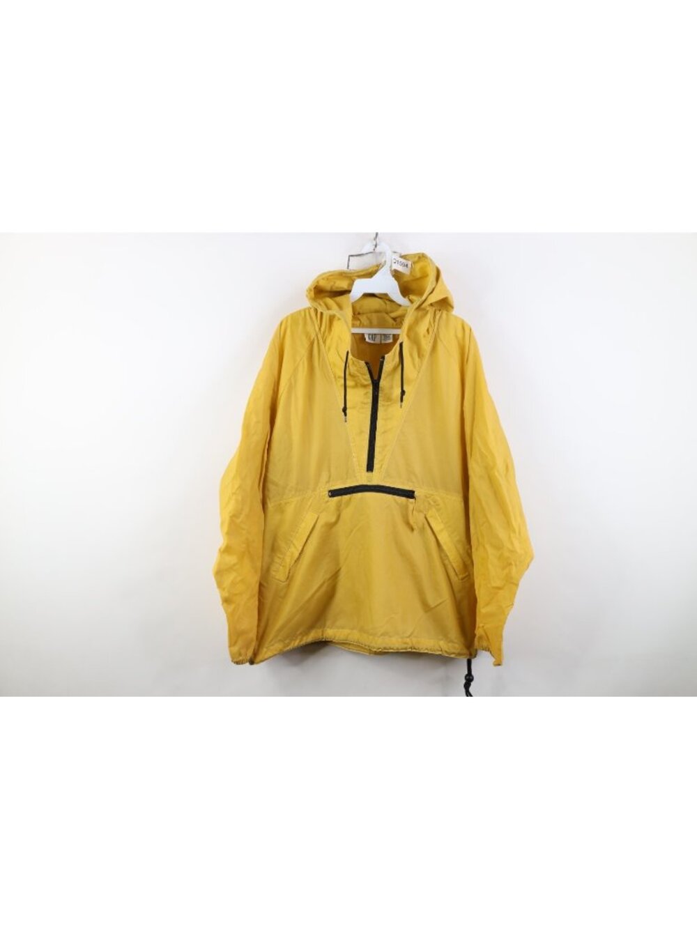 Vtg Y2K 2004 Gap Mens Small Distressed Hooded Anorak Windbreaker Jacket Yellow